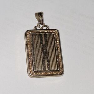 1930s Gold Small Locket Hayward Oblong Square Ornate Details Bail No Chain
